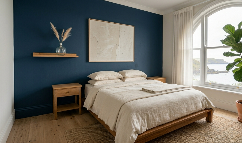 Minimalist Ink Blue Accent Wall