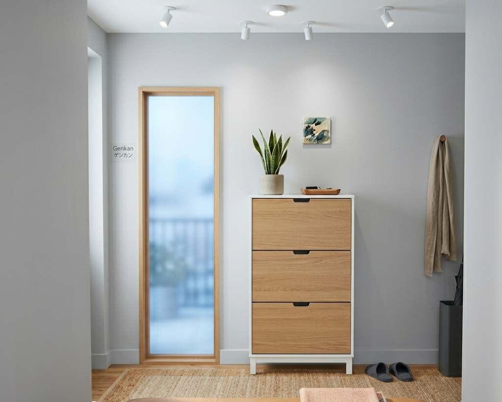 Add a Slim Shoe Cabinet with Tilt-Out Drawers