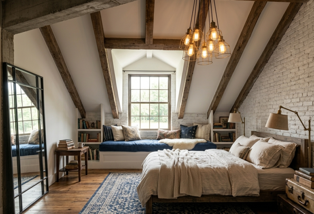 Attic Reading Nook + Bedroom