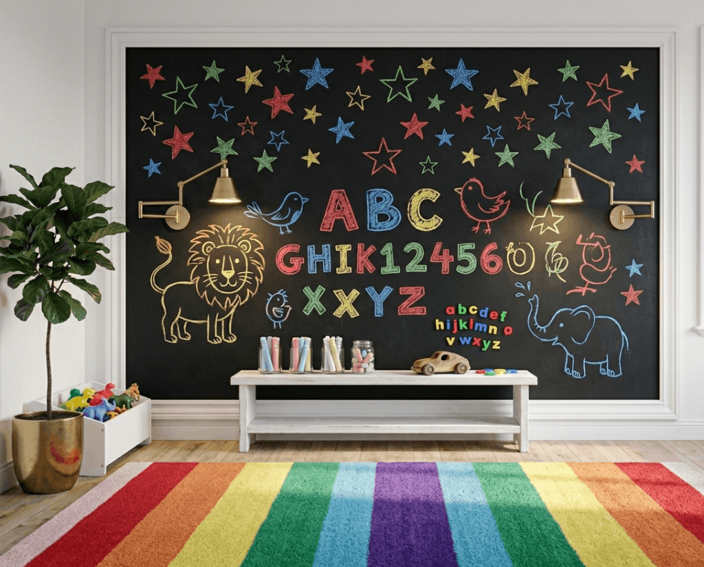 Black Chalkboard Wall in a Kid’s Playroom