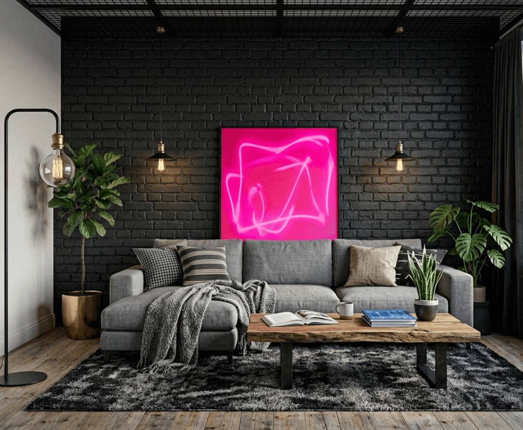 Black Painted Brick in an Industrial Loft