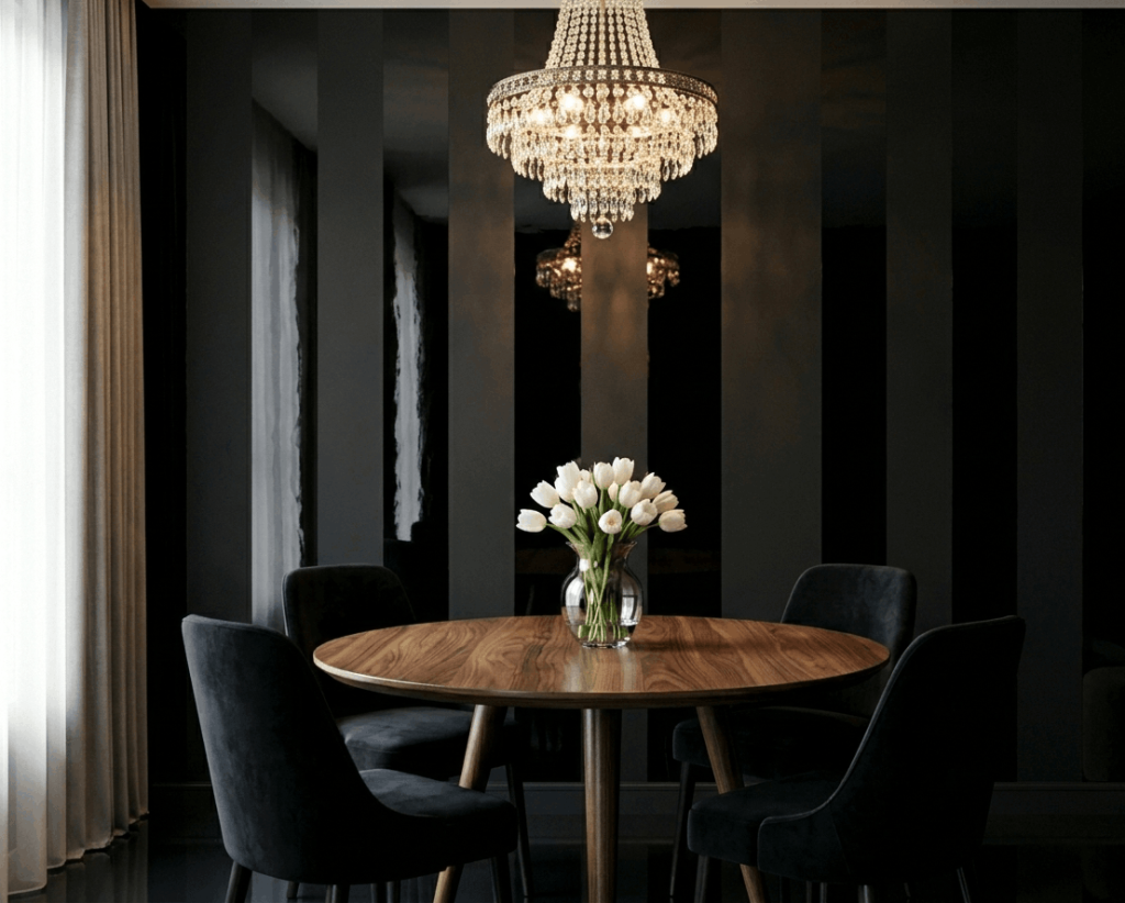 Black Striped Accent Wall (Vertical Stripes)