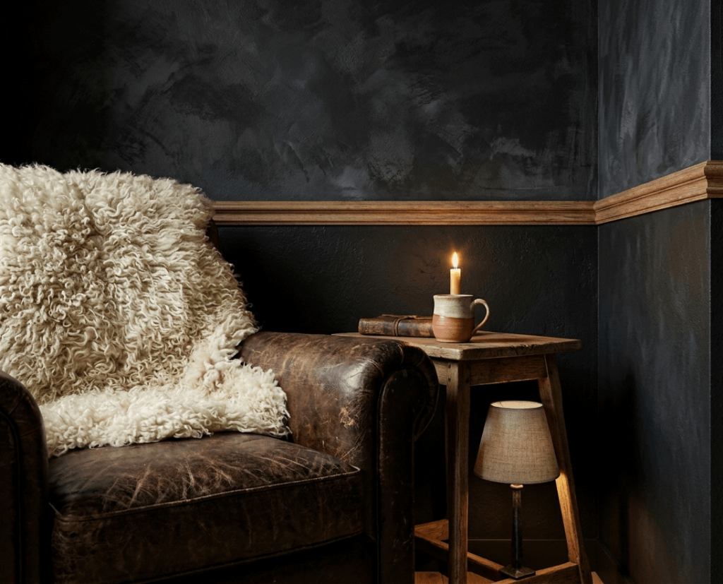 Black Textured Wall (Limewash or Plaster)