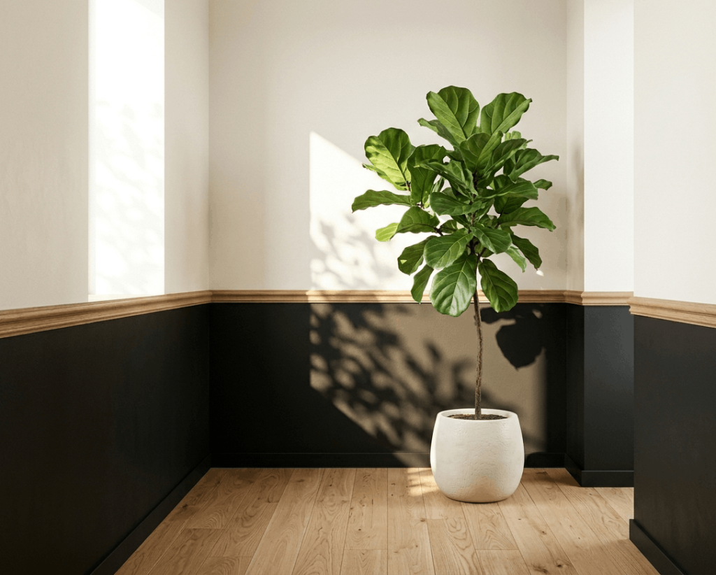 Black Wall with Large Indoor Plant