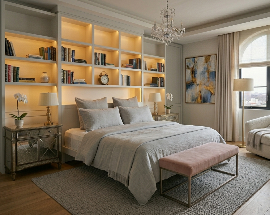 Built-In Bookshelf Headboard