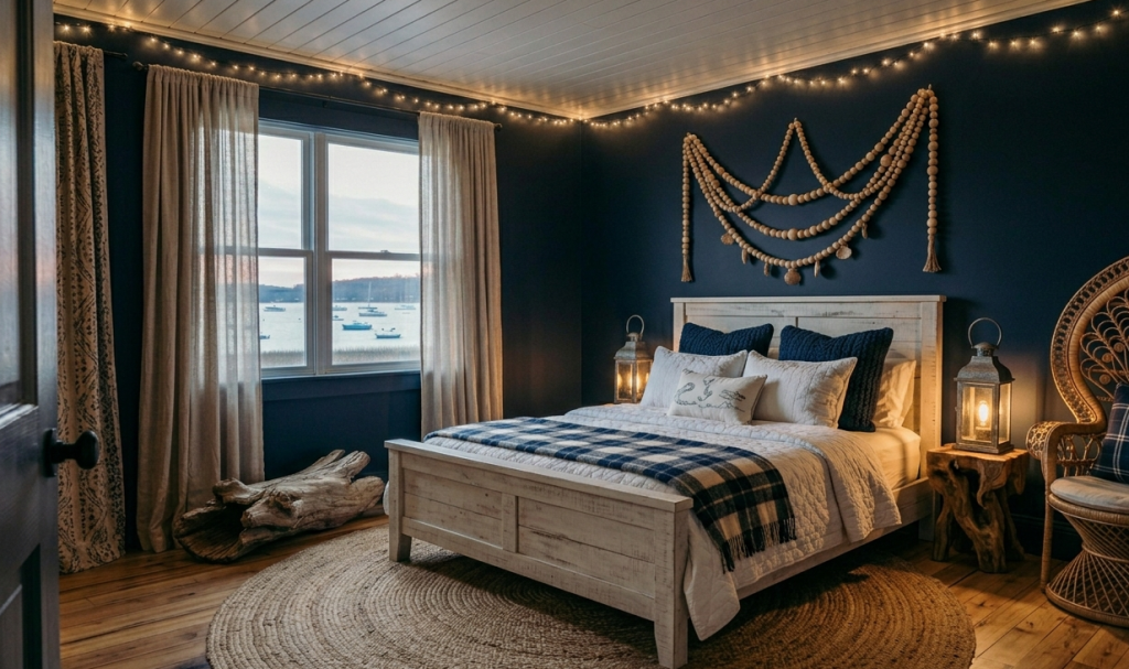 Coastal Farmhouse with Dark Blue