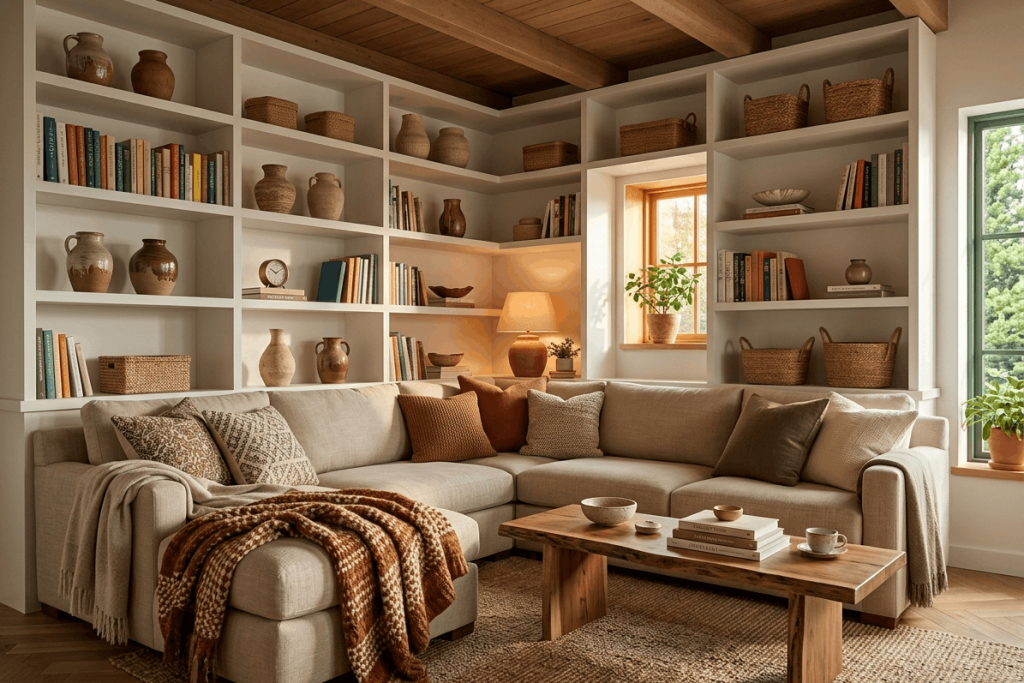 Corner Sectional with Built-In Shelves
