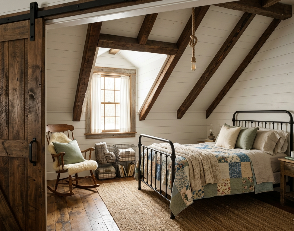 Farmhouse Charm Attic Bedroom