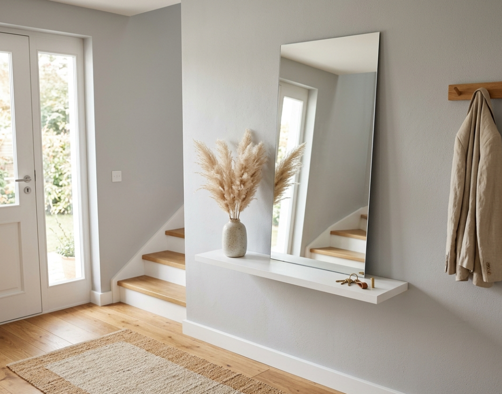 Lean a Full-Length Mirror with a Slim Shelf