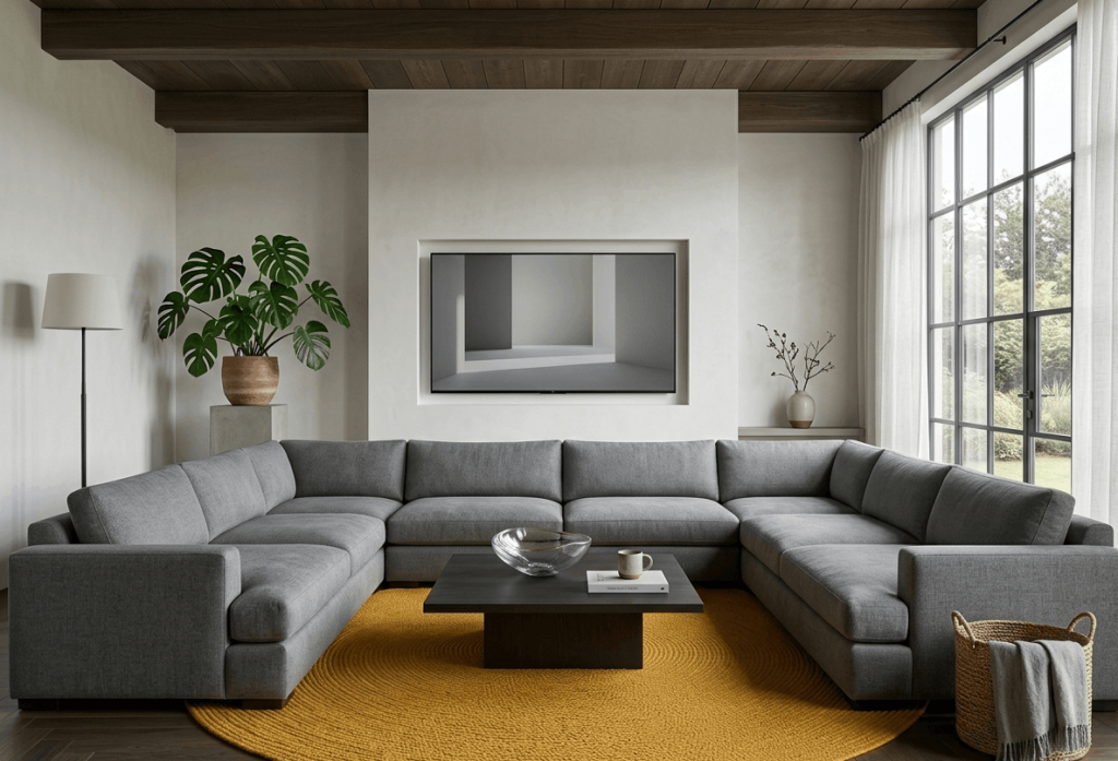 Minimalist Sectional with a Single Pop of Color