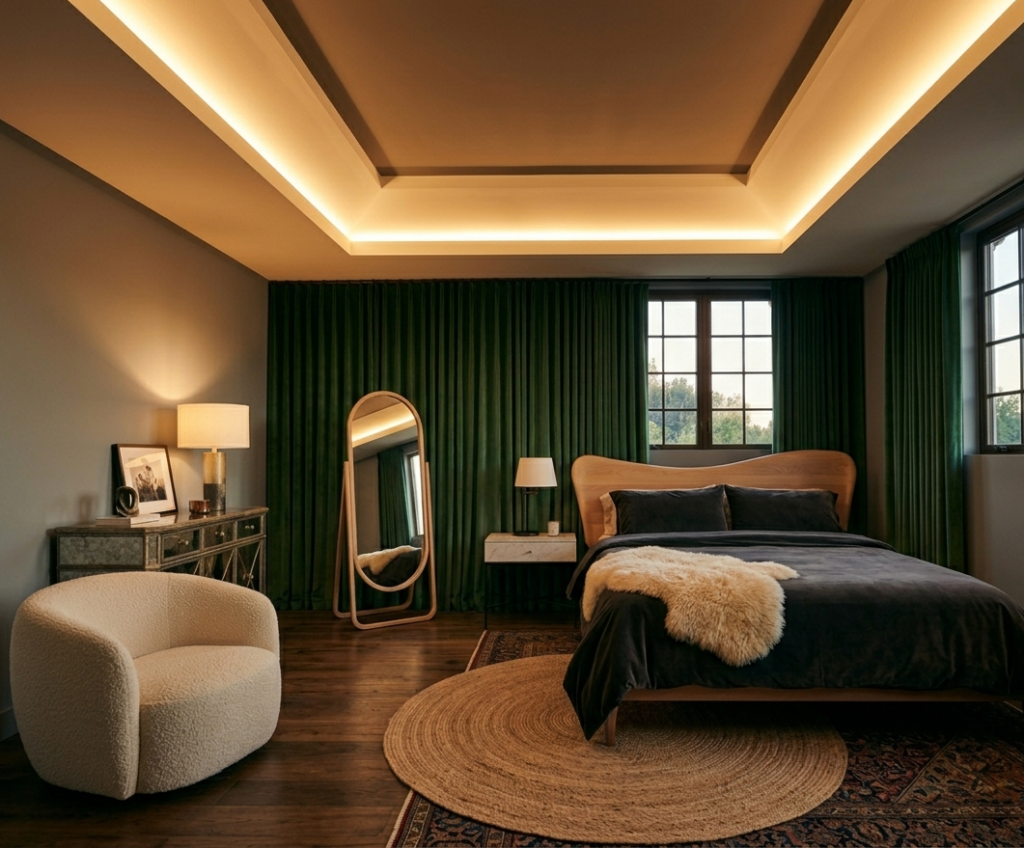 Minimalist Tray Ceiling With Lighting