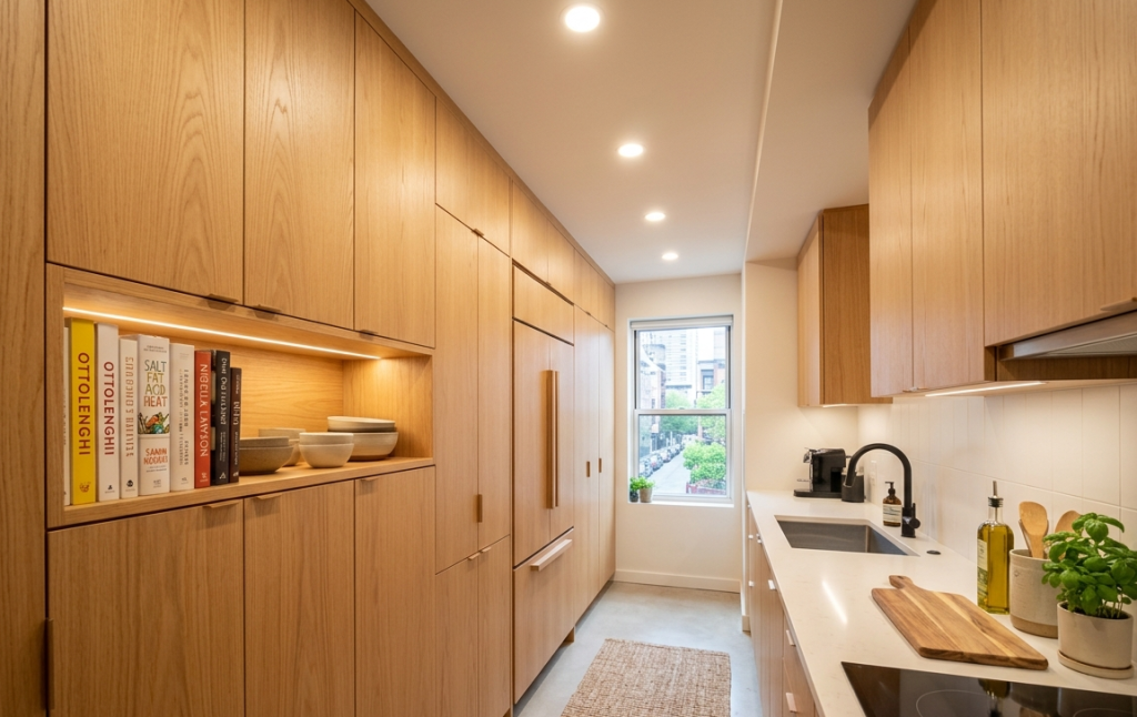 Oak Floor-to-Ceiling Pantry Wall