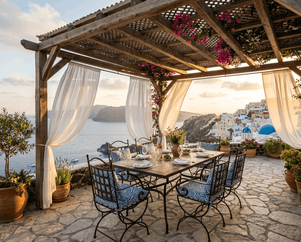 Pergola with Outdoor Curtains