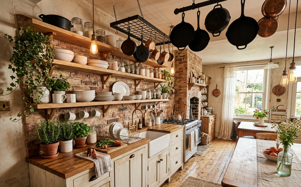  Rustic Oak with Open Shelving