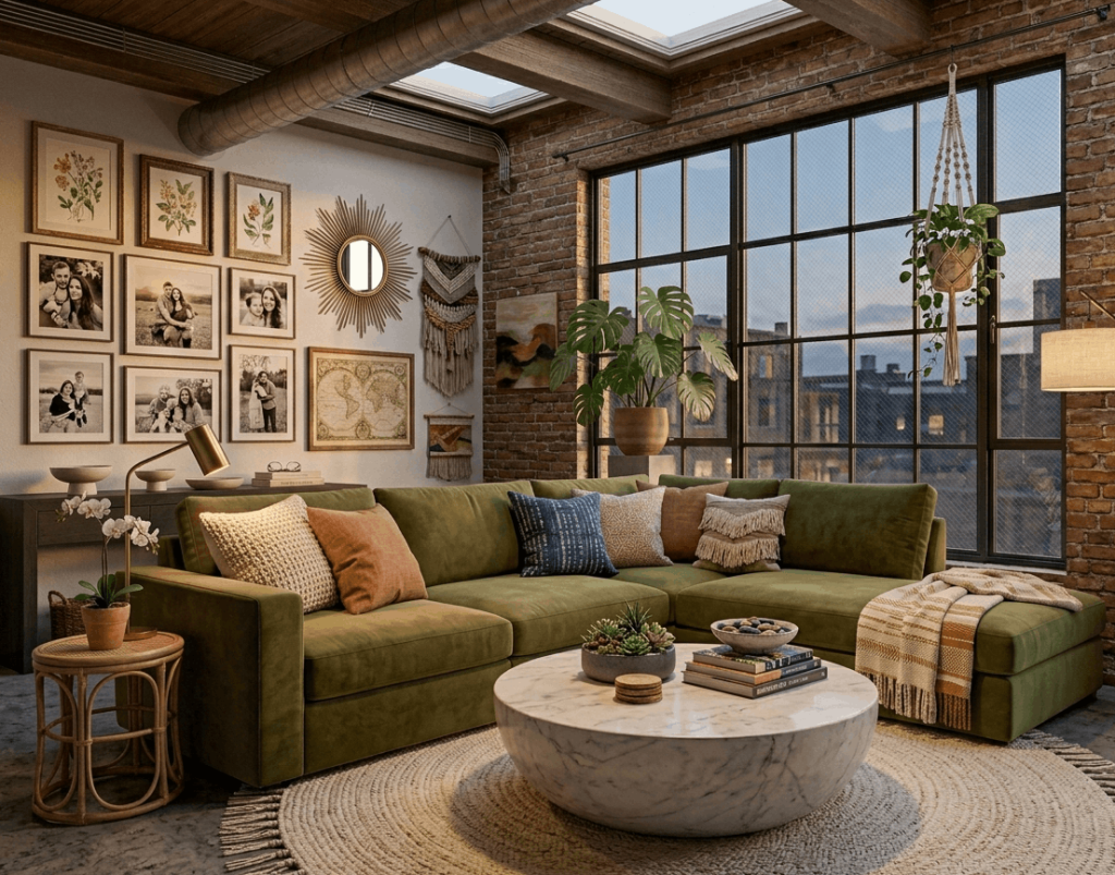 Sectional with a Gallery Wall Above