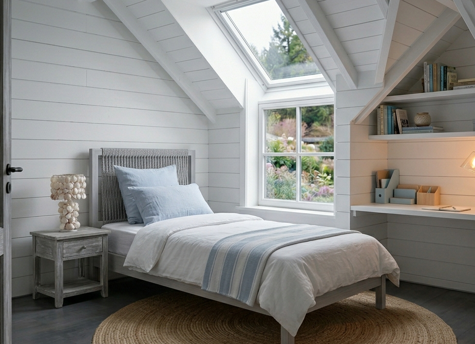Small Attic Office-Bedroom Combo