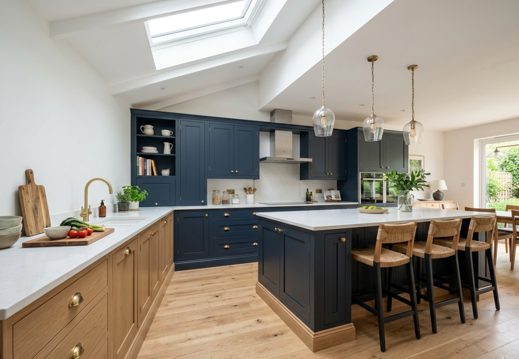 Two-Tone Oak and Navy Blue