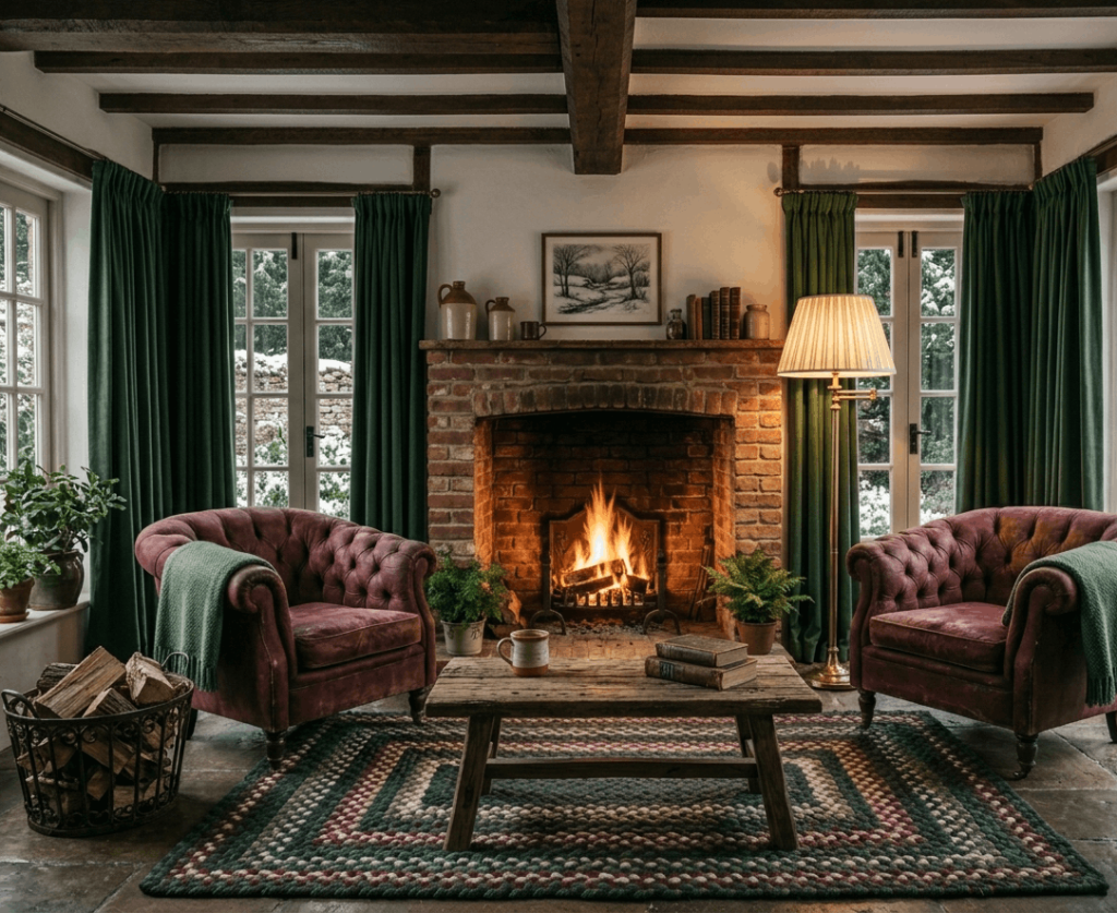  Vintage Brick Fireplace