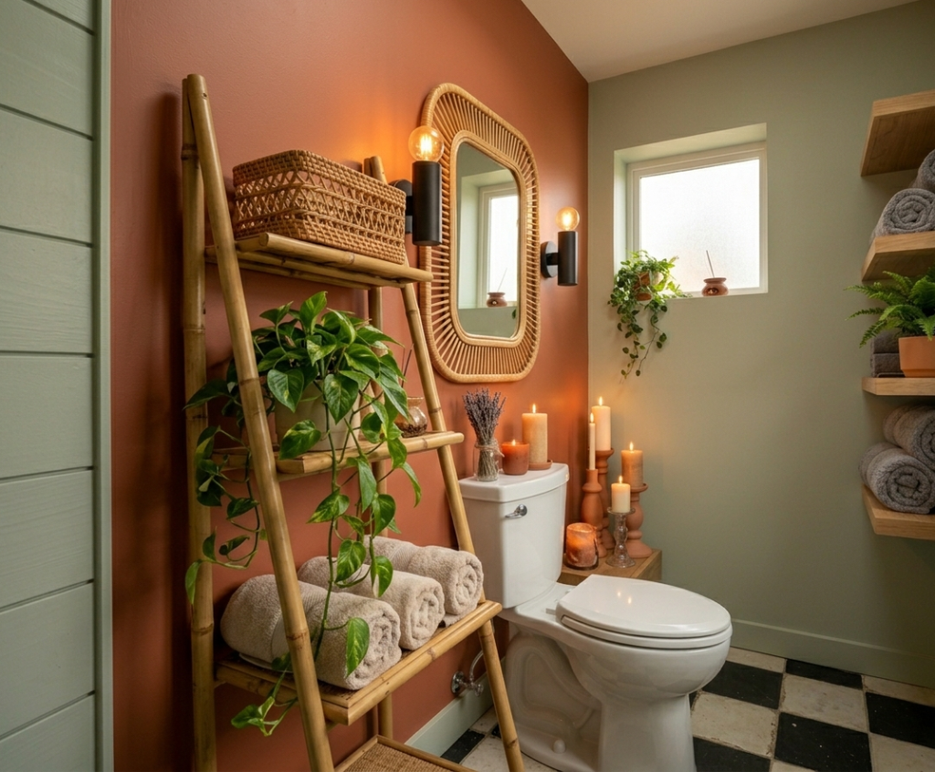 Add a Ladder Shelf Over the Toilet
