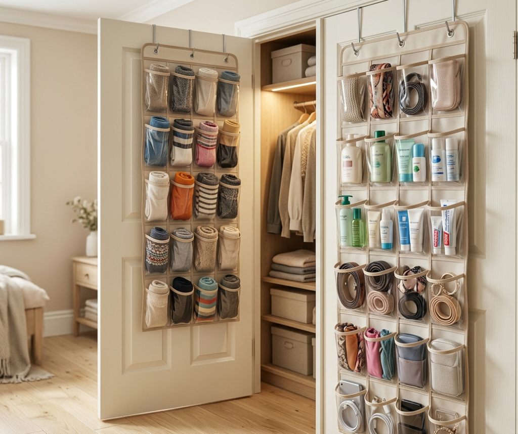 Behind-the-Door Shoe Organizer Turned Storage Hub