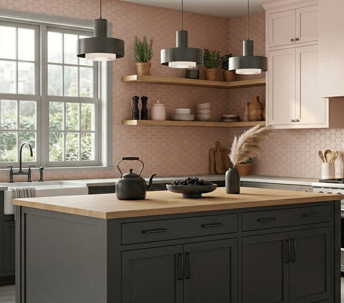 Charcoal Grey & Blush Pink