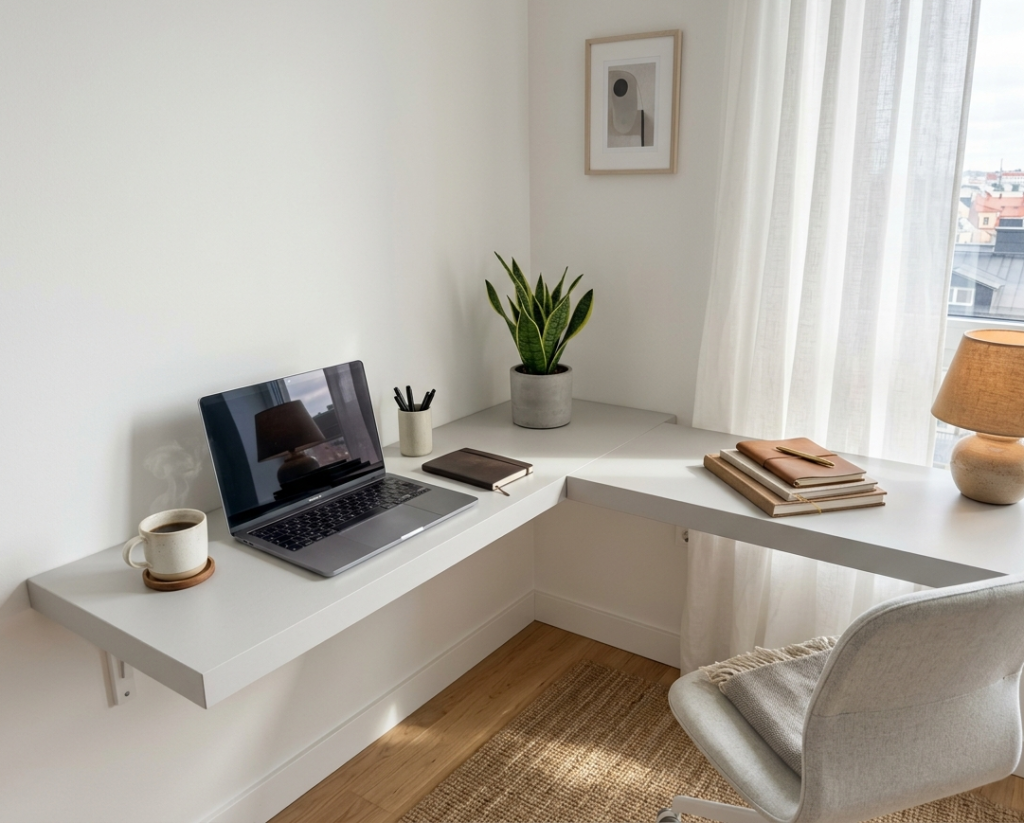 Corner L-Shaped Floating Desk
