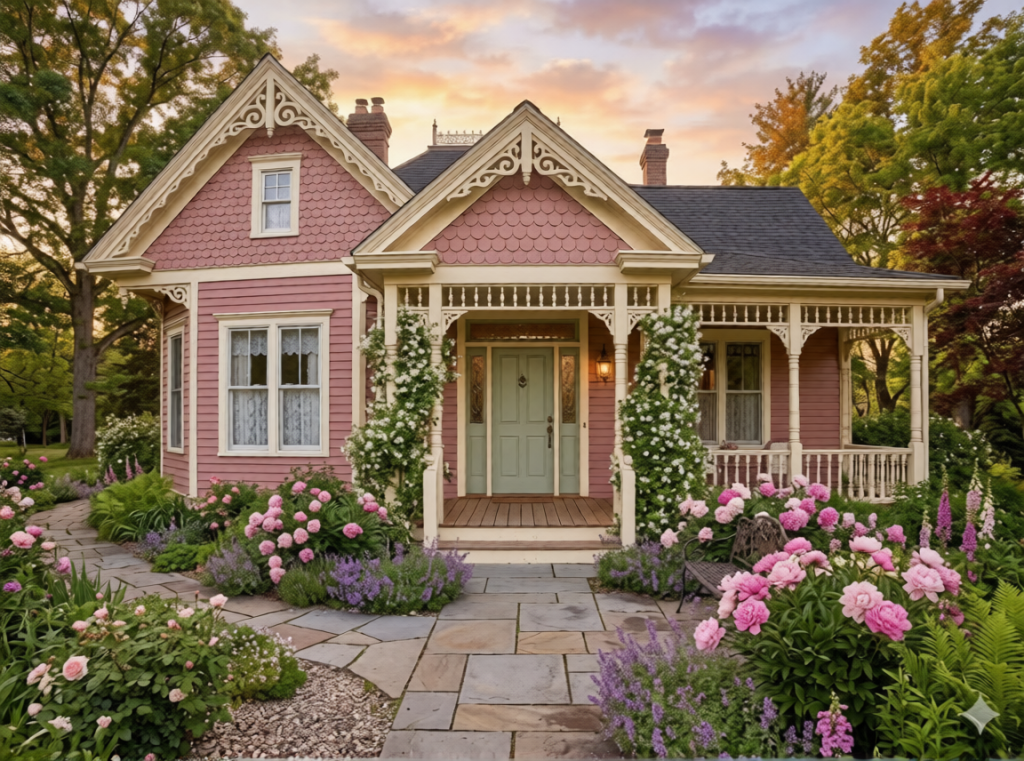 Dusty Rose with Cream Trim