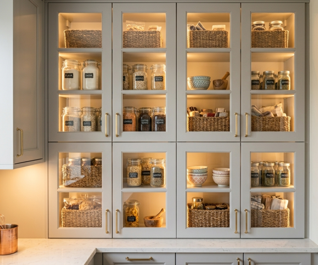 Glass-Front Pantry Cabinet