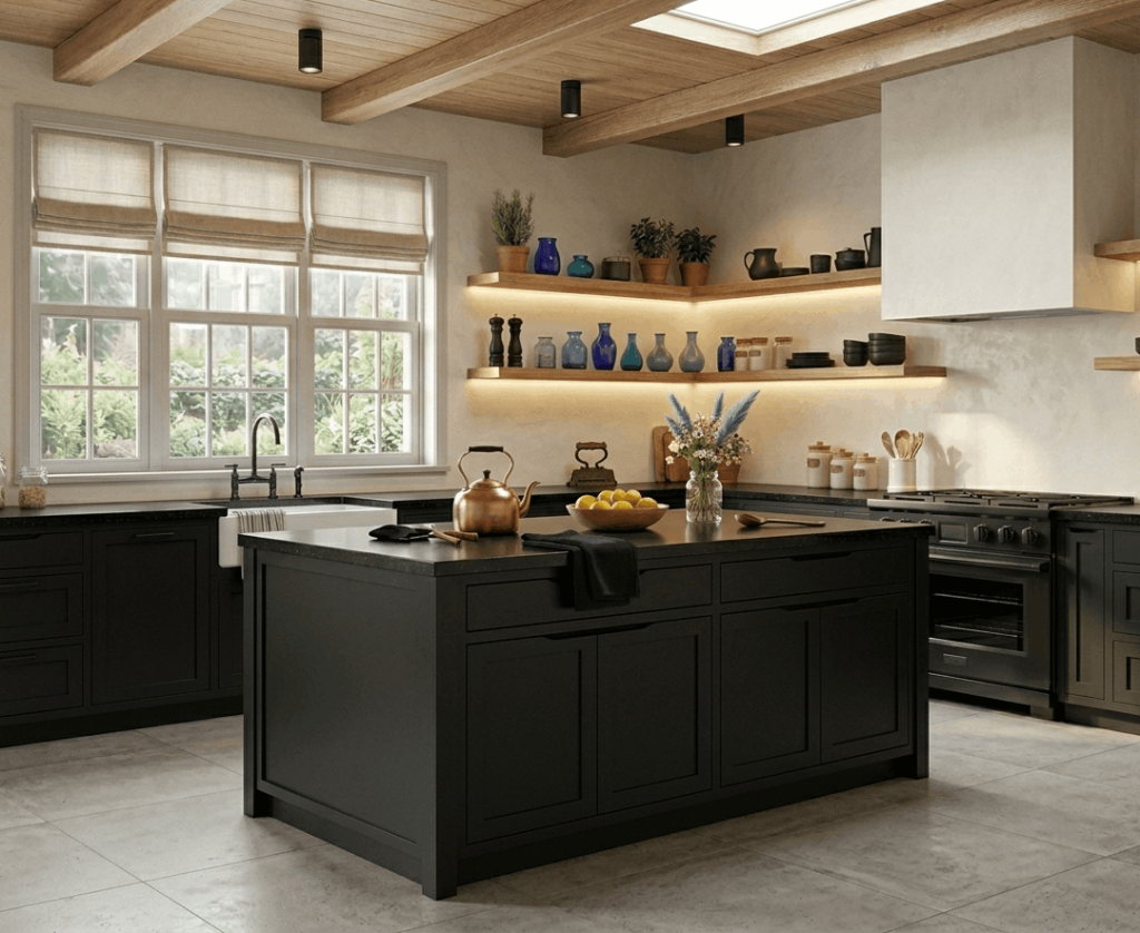 Jet Black & Warm Wood