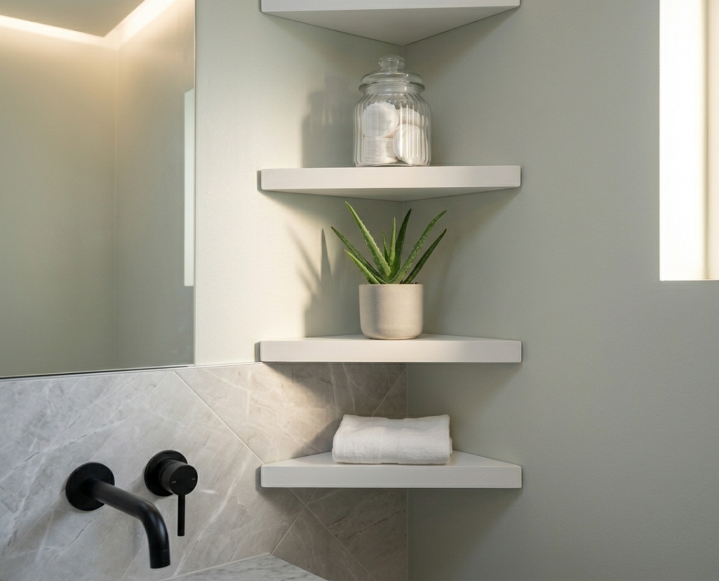 Mount a Corner Floating Shelf Trio