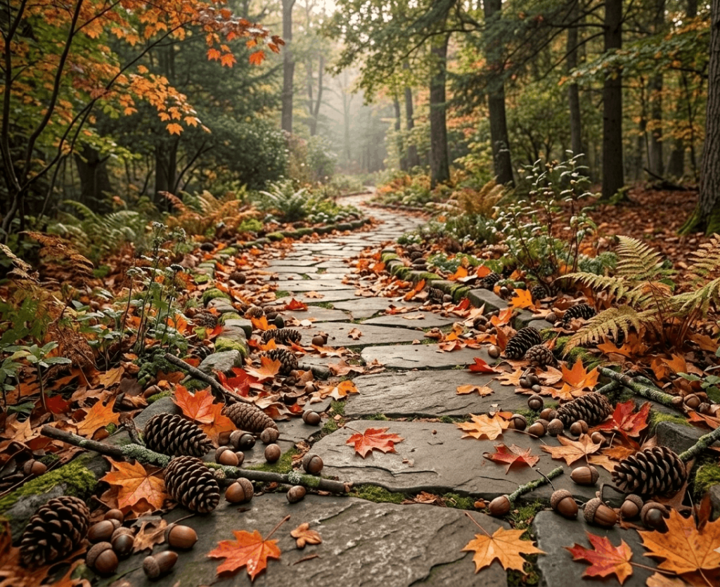Natural Leaf and Pinecone Pathways