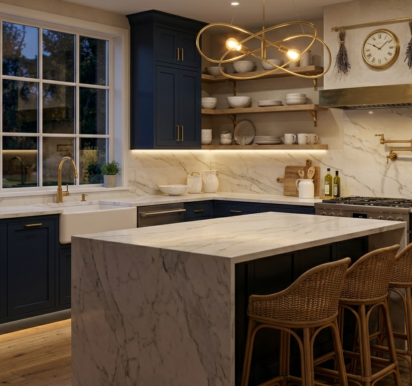 Navy Blue and Brushed Gold