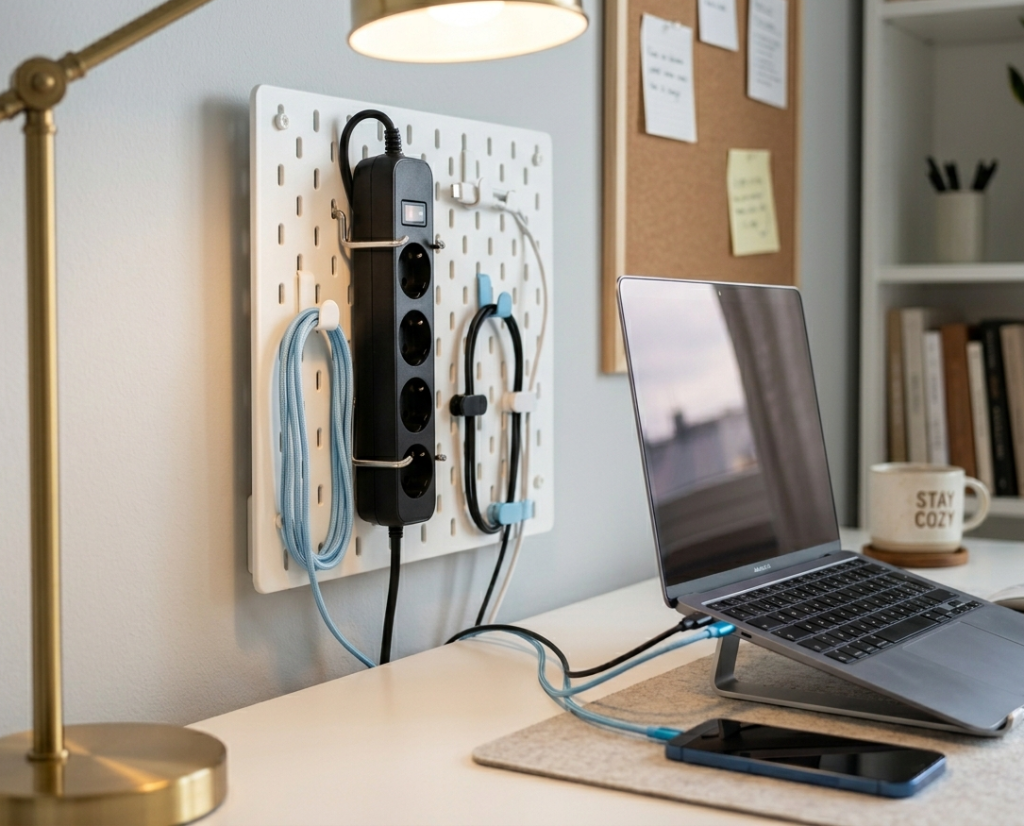 Pegboard Cable Management Station