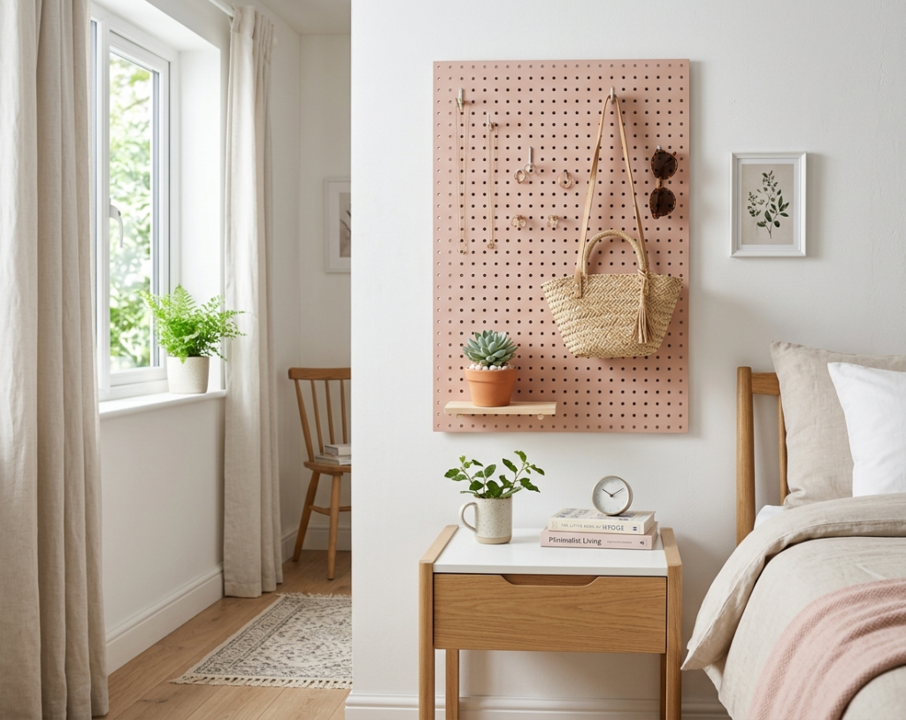 Pegboard Wall Organizer Above Desk or Dresser