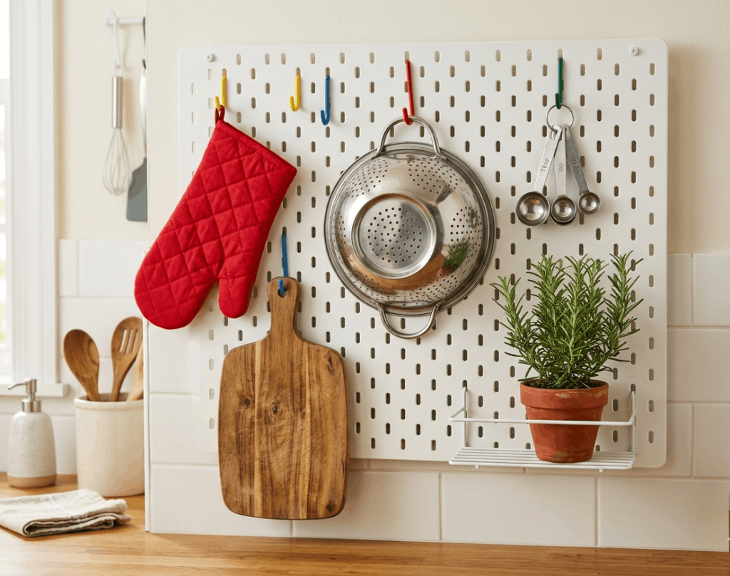 Pegboard Wall for Flexible Storage