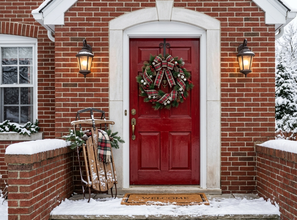 Plaid Ribbon & Jingle Bell Wreath