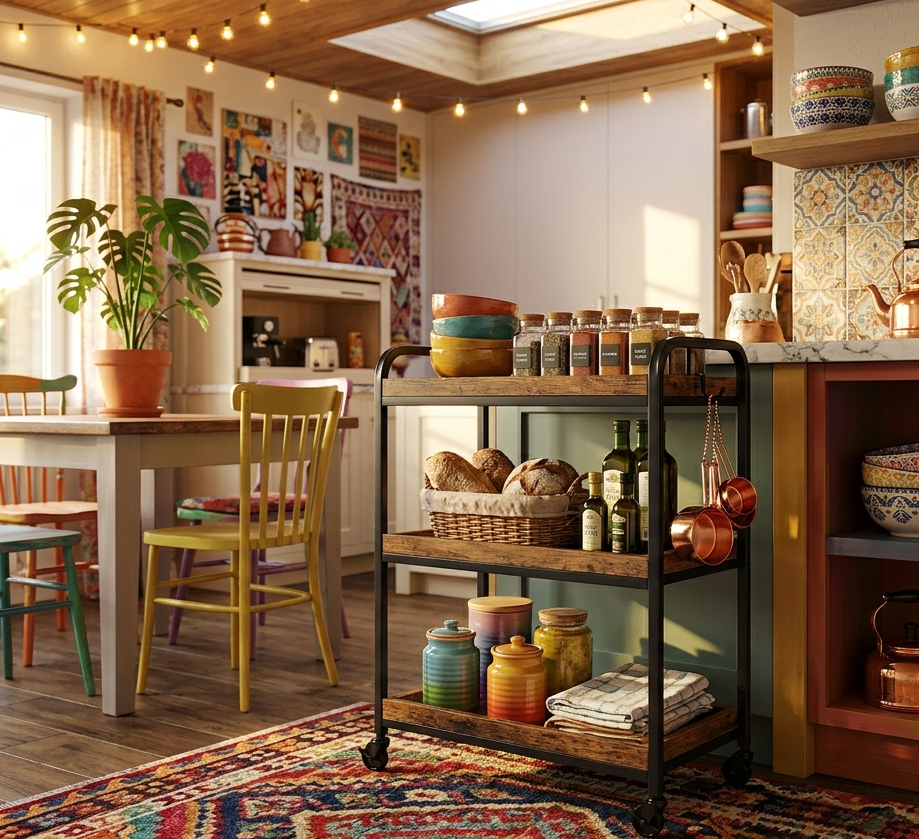 Rolling Cart Pantry Cabinet