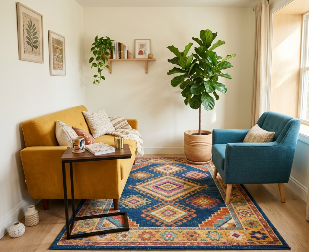 Rug-Only Zone (No Coffee Table)