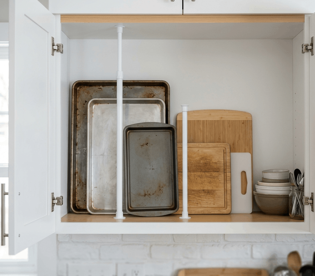 Tension Rods Inside Cabinets