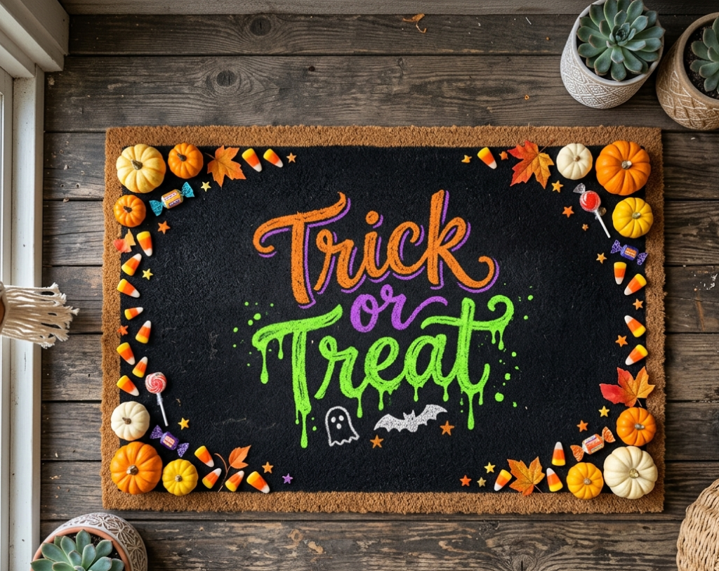 “Trick or Treat” Chalkboard Mat
