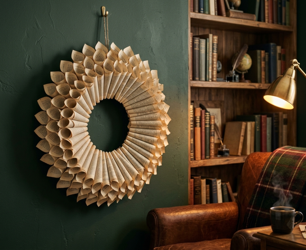 Upcycled Book Page Wreath