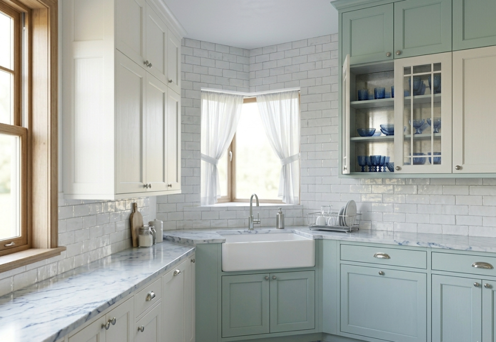 Use a Corner Sink to Free Up Counter Space