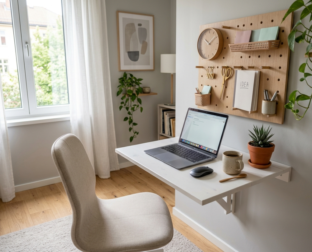 Vertical Wall Desk with Fold-Down Surface