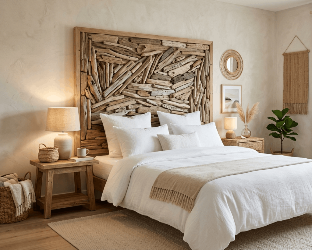 Display a DIY Driftwood Headboard