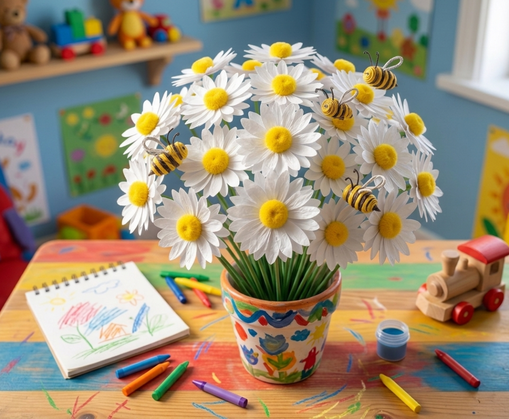 Modern Paper Tulips with Pipe Cleaner Stems