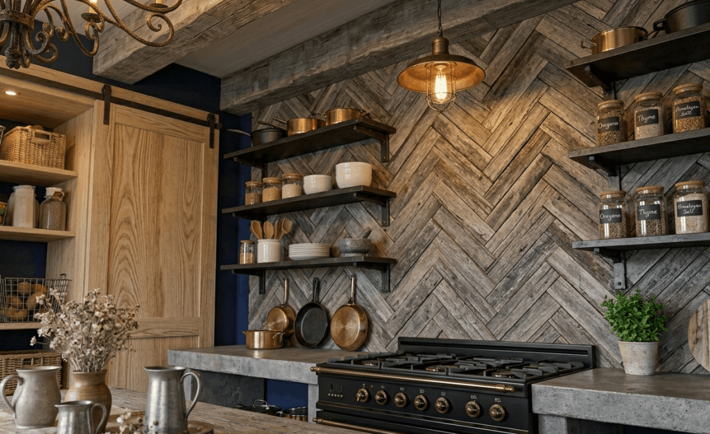 Reclaimed Pallet Wood Backsplash