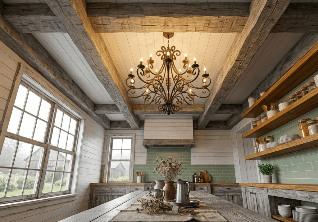 Rustic Pine Ceiling Beams