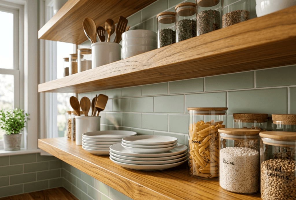 Teak Open Shelving