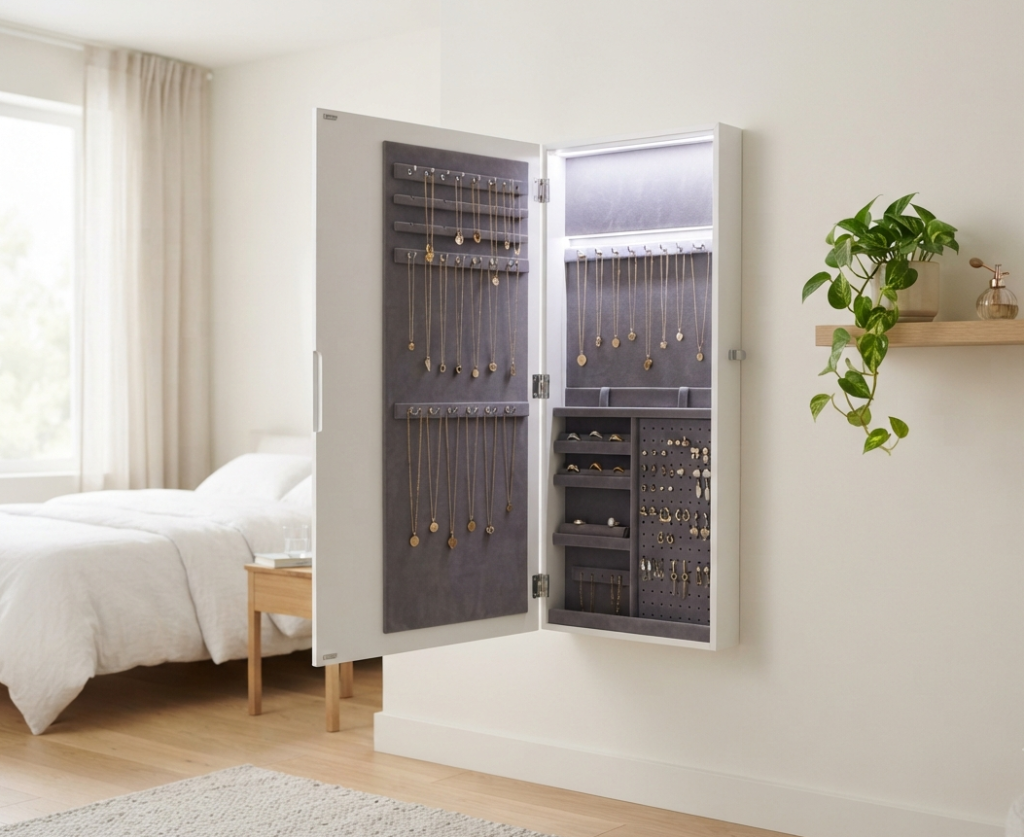 A Wall-Mounted Jewelry Armoire