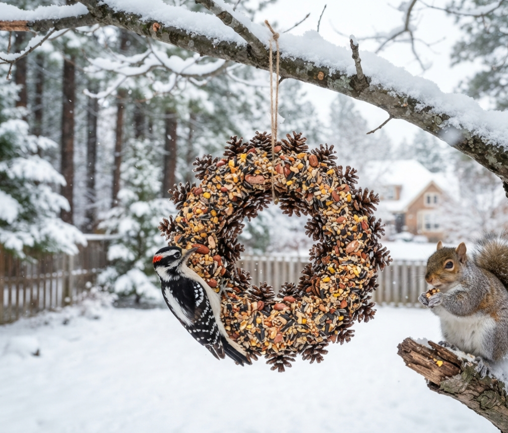 Birdseed Pinecone Wreath